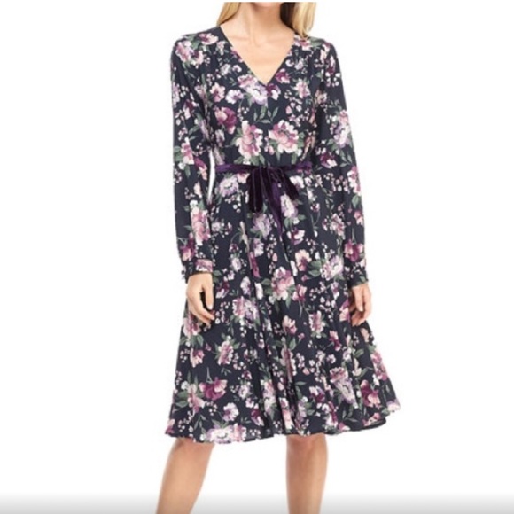 Gal Meets Glam Dresses & Skirts - GAL MEETS GLAM collection Rosalind navy blue floral fit flare mini dress size 6